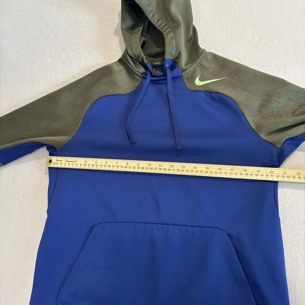Nike Therma-Fit MEDIUM BLUE/OLIVE GREEN Hoodie‎ Jacket Mens Logo EXCELLENT